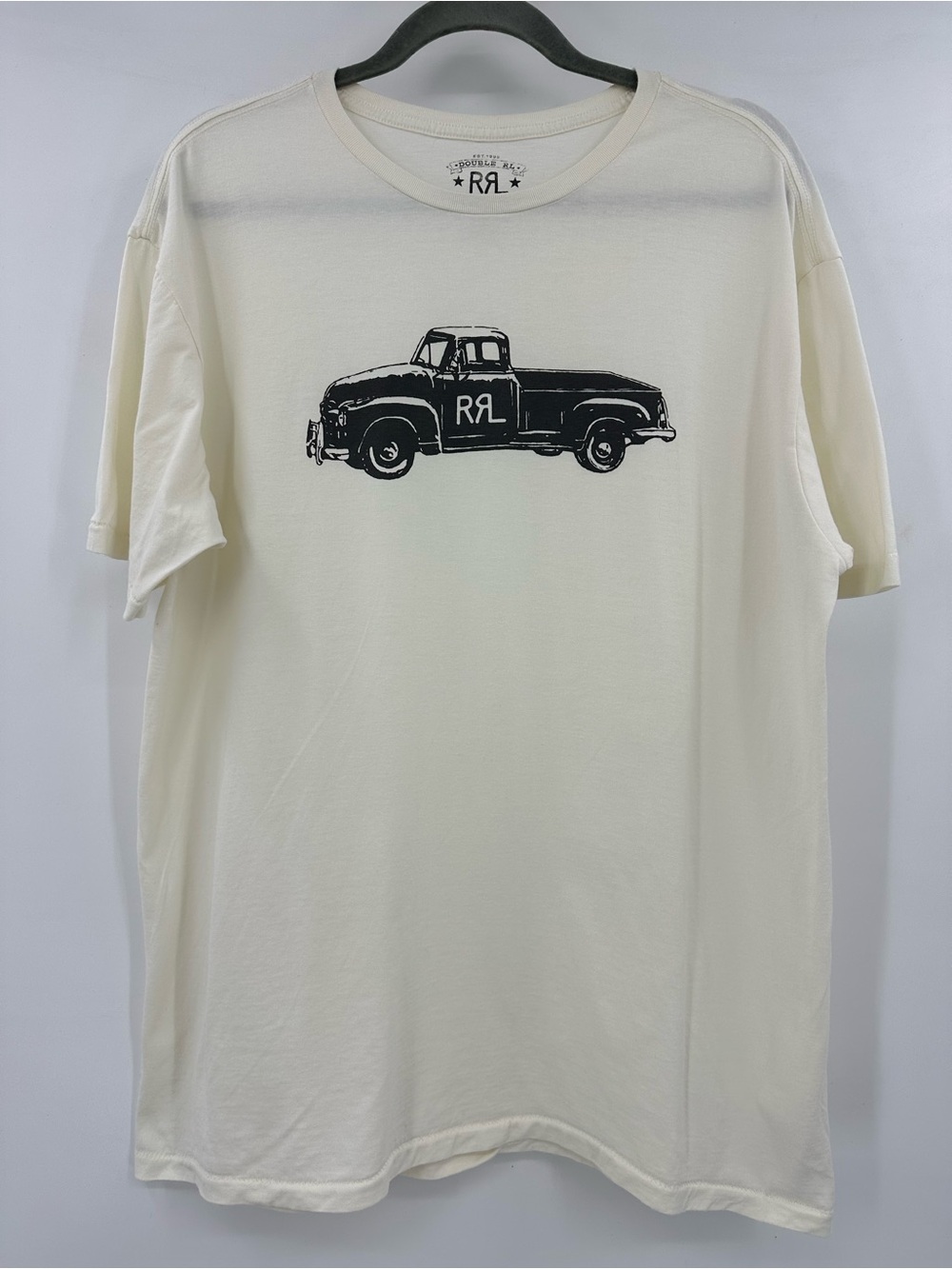 RRL Double RL Ralph Lauren Cream Short-Sleeve Tee with Black Truck Graphic